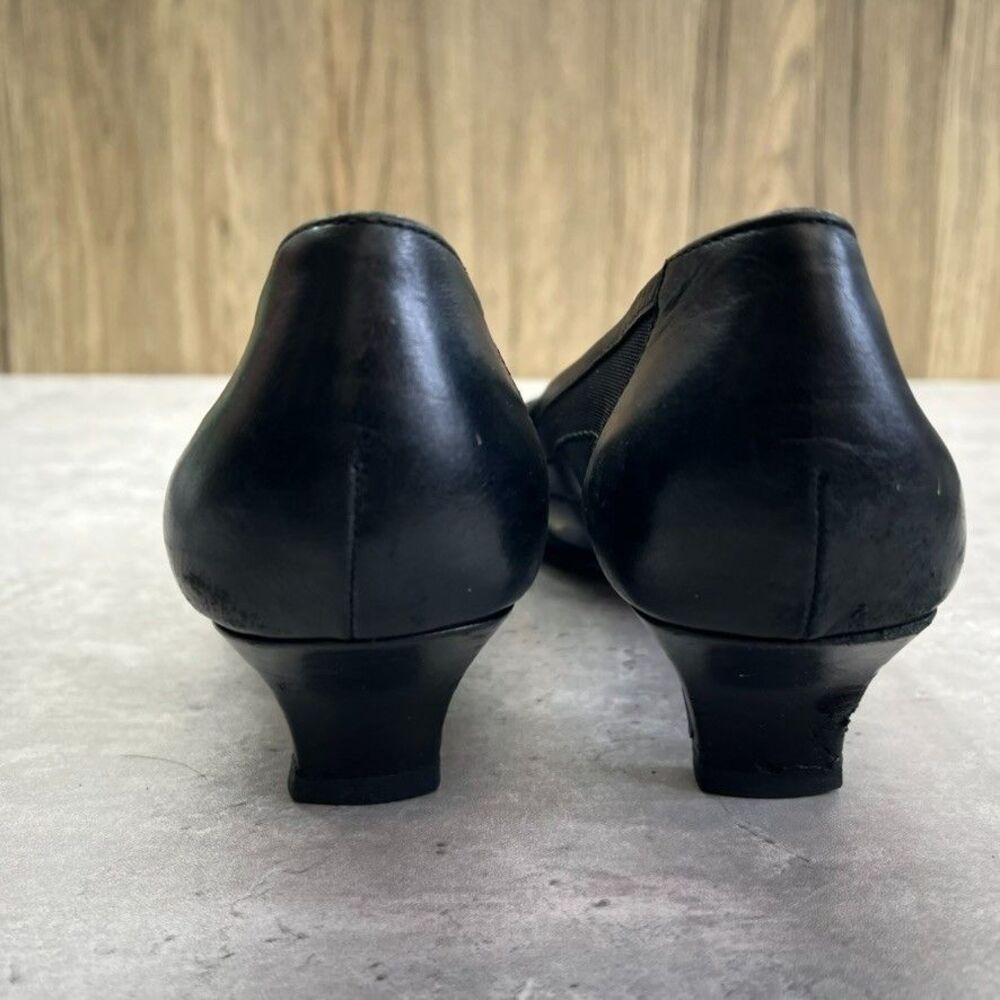 Vintage Classic Sheer Mesh Kitten Heel Black Square Toe Pumps Womens US 9 - Picture 11 of 16